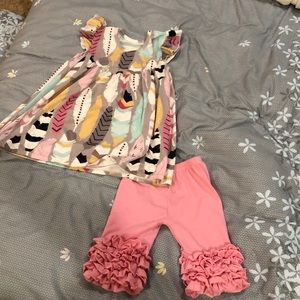 2t ruffle pants and flowy top set short sleeve